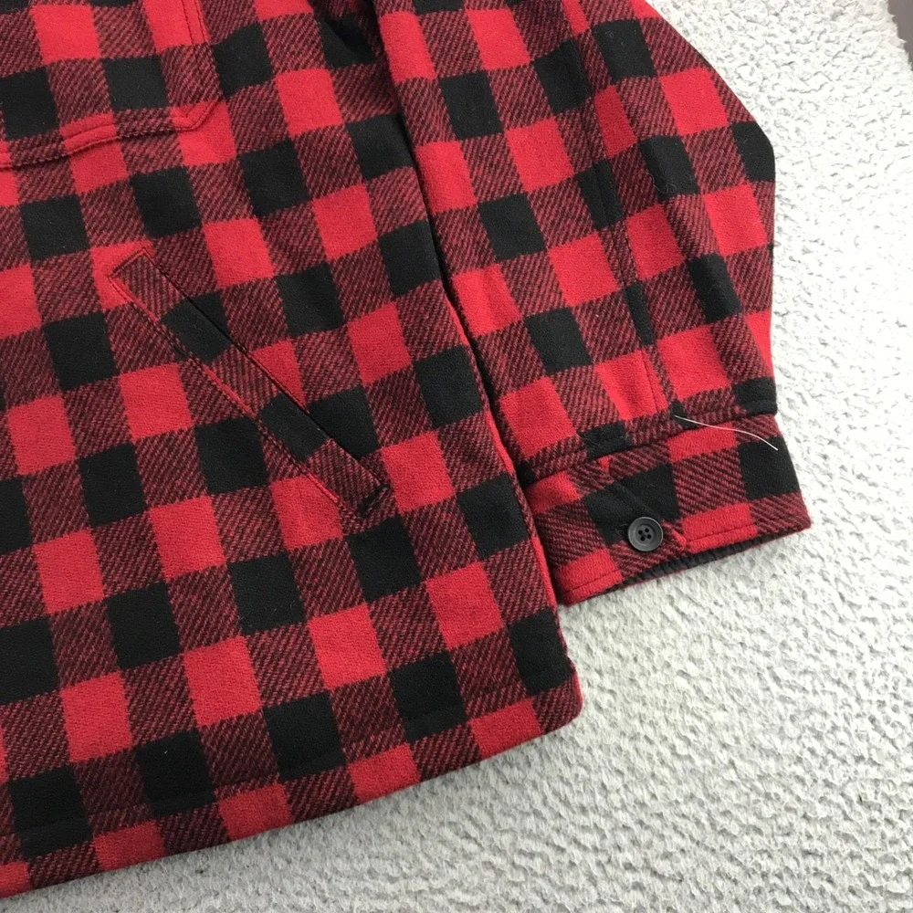 LL Bean Jacket Mens L Red Black Maine Guide Wool Shirt Jac Buffalo Plaid NEW